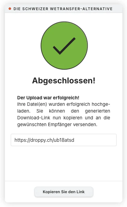 Schritt 8: Abgeschlossen – Versand per Link
