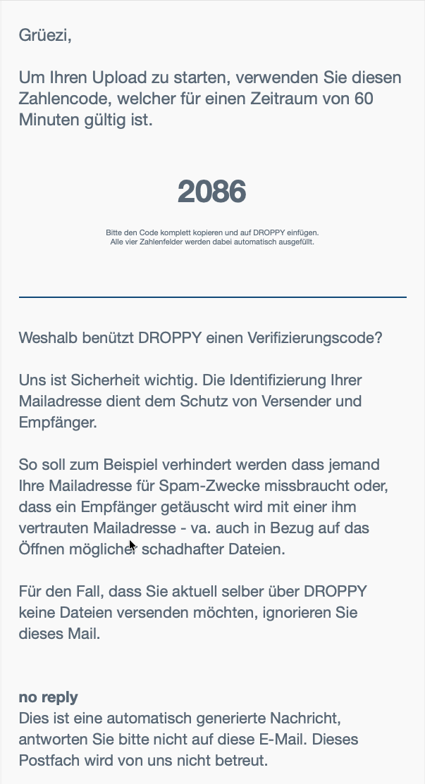 Droppy Verifizierungscode